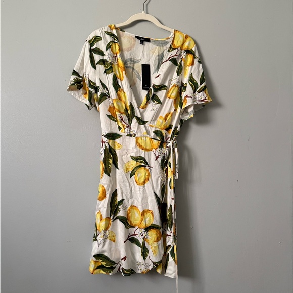Lulus A La Tart White and Yellow Lemon Print Wrap Dress - Picture 3 of 5